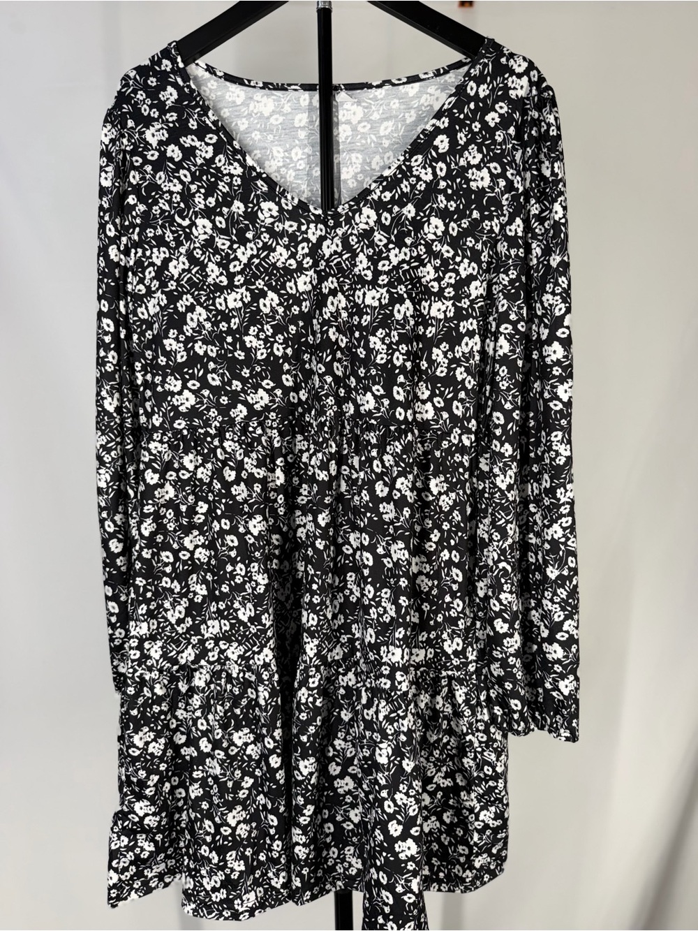 Black & White Floral Midi Dress